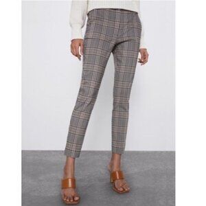 Zara Women's Plaid Gray Checkered Trousers Size Medium